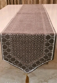 GROKI High Quality Embroidred Cotton Cloth  Table Runner( Size16X72 Inch) For Home /Office / Living  Room  -  Brown
